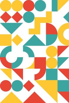 Geometric Bauhaus Background Mosaic Block Style Seamless Pattern vector