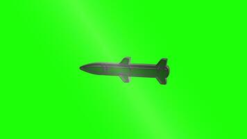 metallisk missil roterande och exploderande på grön skärm video