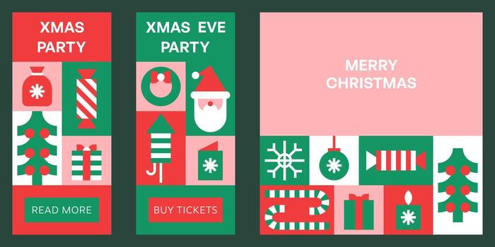 Christmas Geometric Bauhaus Background Mosaic Block Style with Seamless Pattern vector