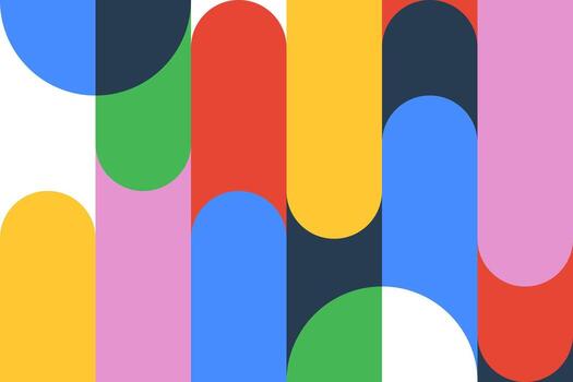 Geometric Bauhaus Background in Mosaic Block Style Seamless Pattern vector