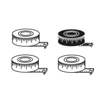 Set of Measuring Tapes in Outline and Solid Styles vector