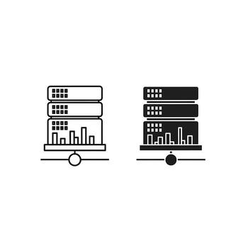 Server Rack with Data Visualization Elements vector