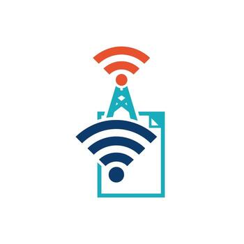 Wireless Signal Tower and Document Icon vector