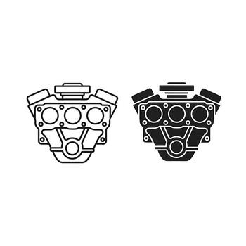 A stark comparison of engine block schematics side by side vector