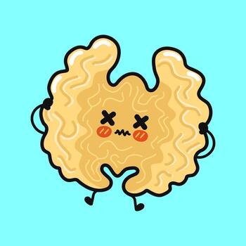 Cute walnut character having a dizzy brain vector