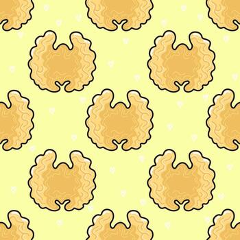 Walnuts arranged in seamless pattern with small hearts vector