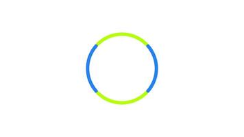 doble color circulo línea giratorio cargando animación. azul y verde segmentos circular anillo. animado palpitante en transparente. ui diseño elemento 4k para actualizar espera. Progreso indicador, amortiguamiento video