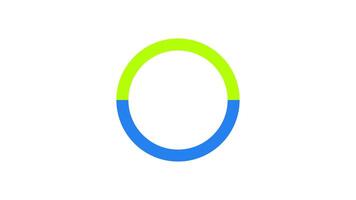 giratorio circulo con dos color mitades cargando animación. dividido circular anillo azul verde. animado palpitante en transparente antecedentes. ui diseño elemento 4k . Progreso indicador, amortiguamiento video