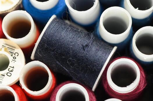 Bright Craft Threads for DIY Projects Macro photo