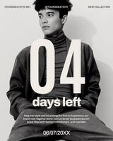 minimalist black and white social media countdown post template