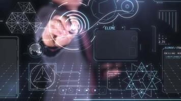 homme d'affaire travail avec futuriste Les données une analyse interface et code afficher video
