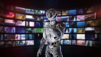 robot interagera med digital innehåll på flera olika skärmar video