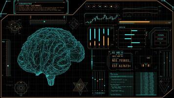 animiert Anzeige von ein Hightech Schnittstelle zum Gehirn Forschung video
