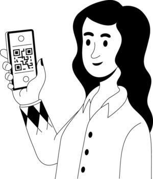 A drawing style illustration representing qr code vector