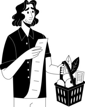 A sketchy style illustration showing shopping list vector