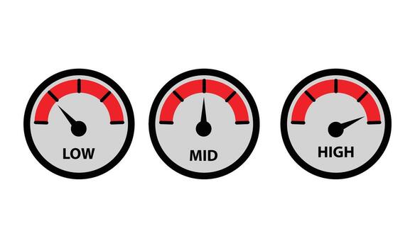 Gauge set showing low medium and high levels clear indicators vector