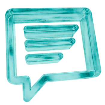 3d Botschaft Formen im gefrostet Blau Eis Glas Stil, isoliert auf ein transparent Hintergrund. Glasmorphismus Symbole und 3d Elemente zum modern Grafik Design. png