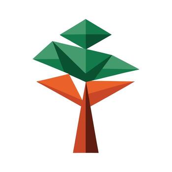 Geometric origami abstract tree unique paper folding art modern nature design concept vector