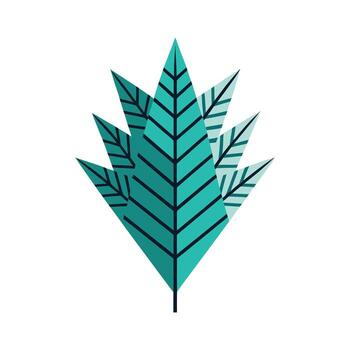 estilizado verde azulado hoja gráfico diseño con superposición capas y sencillo líneas vector