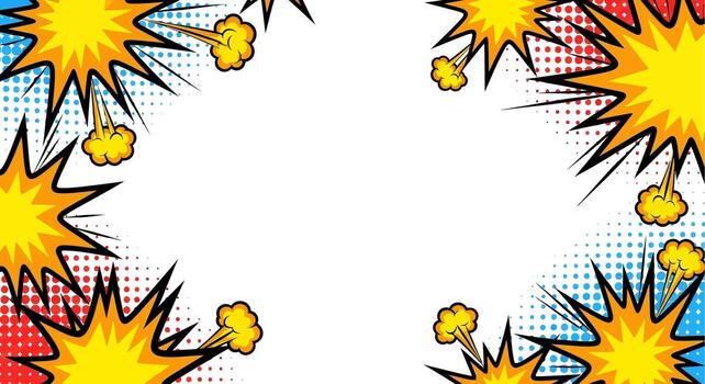 Dynamic Comic Book Explosion Frame with Halftone Dots for Pop Art Background Design vector