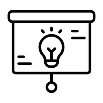 Clean line art of a presentation board with light bulb. Ideal for idea, business, and creative project concepts. vector