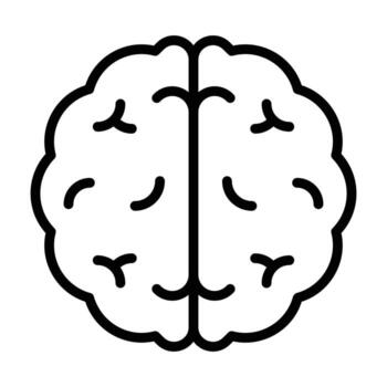 Simple line art of a human brain symbolizing intelligence, learning, and creative thinking concepts. vector