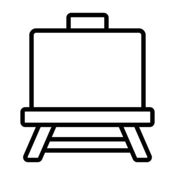 Simple line art of an easel board used for painting and art display. Ideal for creative and educational projects. vector