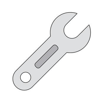 Open-Ended Wrench Icon. Simple Mechanical Tool Graphic for Settings, Service, and Maintenance Applications. vector