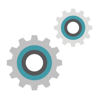 Flat Design Interlocking Gears Icon. Settings, Collaboration, and System Operation Symbols for Technology Concepts. vector