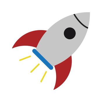 Flat Design Rocket Launch Icon. Startup, Success, and Fast Progress Symbol for Business and Technology Concepts. vector
