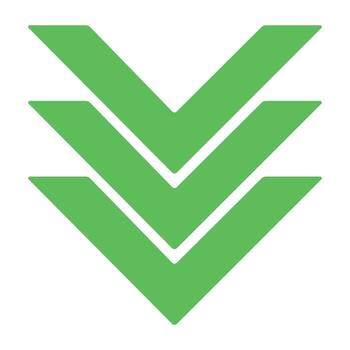 apilado verde abajo flechas icono. moderno gráfico símbolo para descargar, expansión, o desplazamiento usuario interfaz elementos. vector