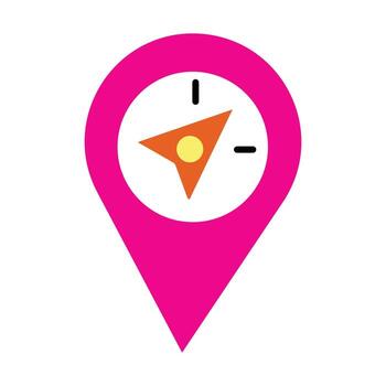 Flat Design Map Pin and Compass Icon. Navigation and Location Marker Graphic for GPS, Travel, and Tracking Apps. vector