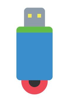 Flat Design USB Flash Drive Icon. Portable Digital Storage Device Illustration for Data Transfer and Technology Concepts. vector