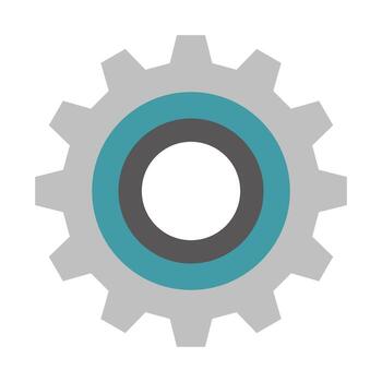 Flat Design Gear Icon. Simple Mechanical Cogwheel Symbol for Settings, Configuration, and Engineering Concepts. vector