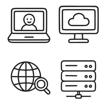 Technology and internet line icon set for web design. vector