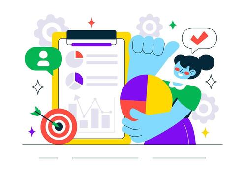 Data visualization and analysis illustration vector