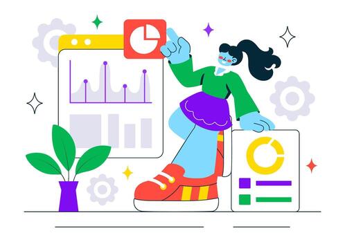 Colorful character with data visuals vector