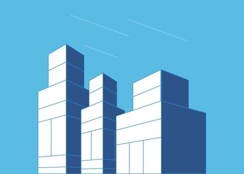 Abstract architectural lines. Geometric building background and blue color. Technological construction. Stock Illustration vector