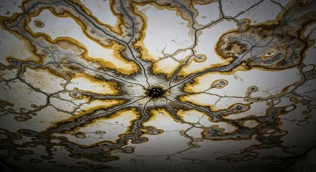 Intricate abstract pattern resembling a celestial nebula or a microscopic biological structure with organic branching veins radiating outwards from a dark center photo