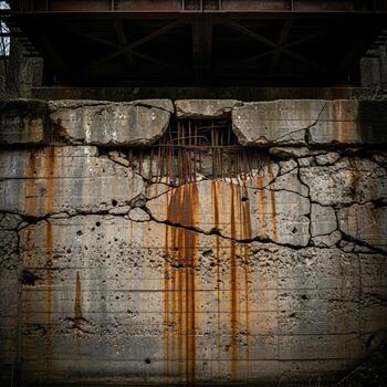 A rusty bridge with a rusty railing and a rusty railing photo