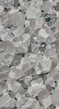 Close up abstract texture of light gray and white granite with dark mineral flecks creating a speckled pattern photo