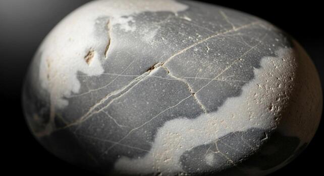 A rock with a black and white pattern on it photo