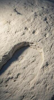 A close up aerial view of a single boot print impressed into the dusty textured surface of the moon photo