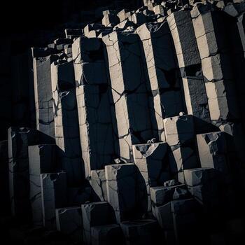 Abstract light and shadow patterns create a dramatic and moody visual on a textured surface evoking a sense of mystery and intrigue photo