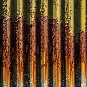 cerca arriba ver de resistido acanalado metal con vertical oxido rayas y peladura pintar creando un texturizado resumen modelo foto