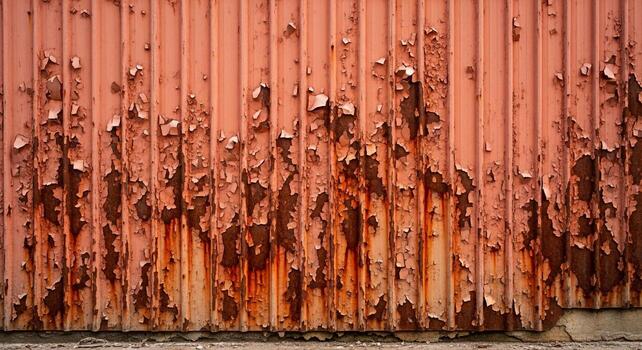 cerca arriba de resistido acanalado metal vía muerta demostración peladura naranja pintar y extenso oxido patrones creando un resumen textura foto