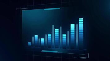 digital hologram gränssnitt visar finansiell data analys grafer eller de stock marknadsföra. stil rena trogen teknologi design. video