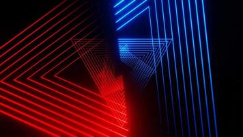 röd och blå ny rörelse genom trianglar bakgrund vj slinga i 4k video