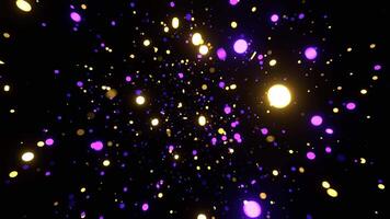 lila och gul kaotisk partikel rörelse bakgrund vj slinga i 4k video