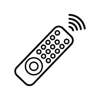 negro contorno de un remoto controlar con botones y señal olas en un blanco antecedentes televisión dispositivo vector